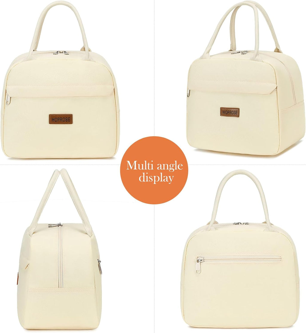 Insulated Lunch Bag for Women Men Adults Lunch Tote with Front Pocket Lunch Box Container Cooler Bag for Work Picnic (Light Yellow)