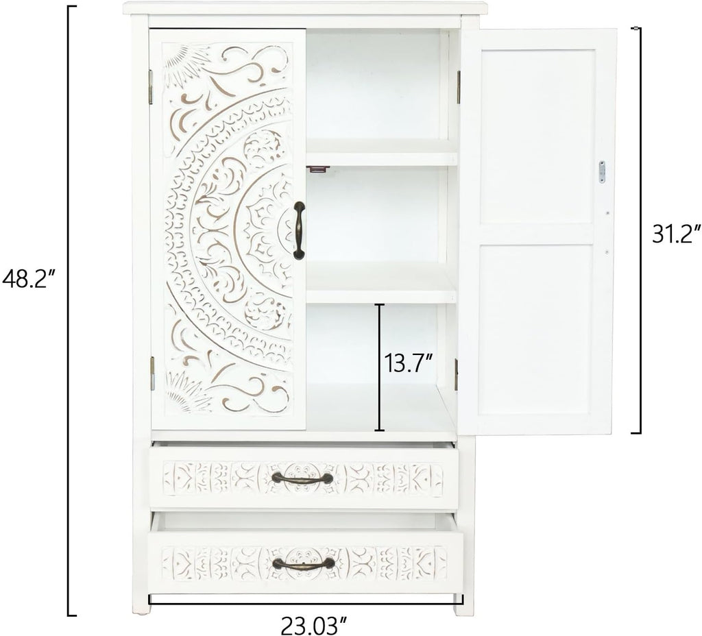 Modern White Storage Cabinet, Rustic Sideboard Pantry Cabinet, for Home Decor and Organization,for Kitchen Home