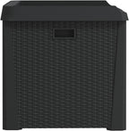 Anthracite 33 Gallon Outdoor Storage Box 28.7 x 28.7 x 19.5 in PP Rattan Look Deck Bench for Cushions Toys Blankets Patio Garden Balcony