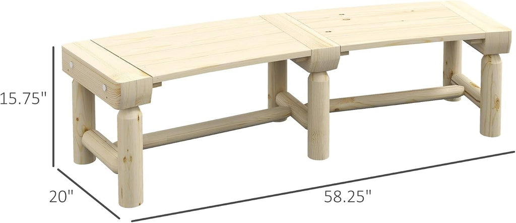 Tree Bench, Natural Wooden Semicircular Garden Bench Half Round Wrap Around Outdoor Park Bench with Wood Frame for Yard Patio Deck Lawn Backyard Seating