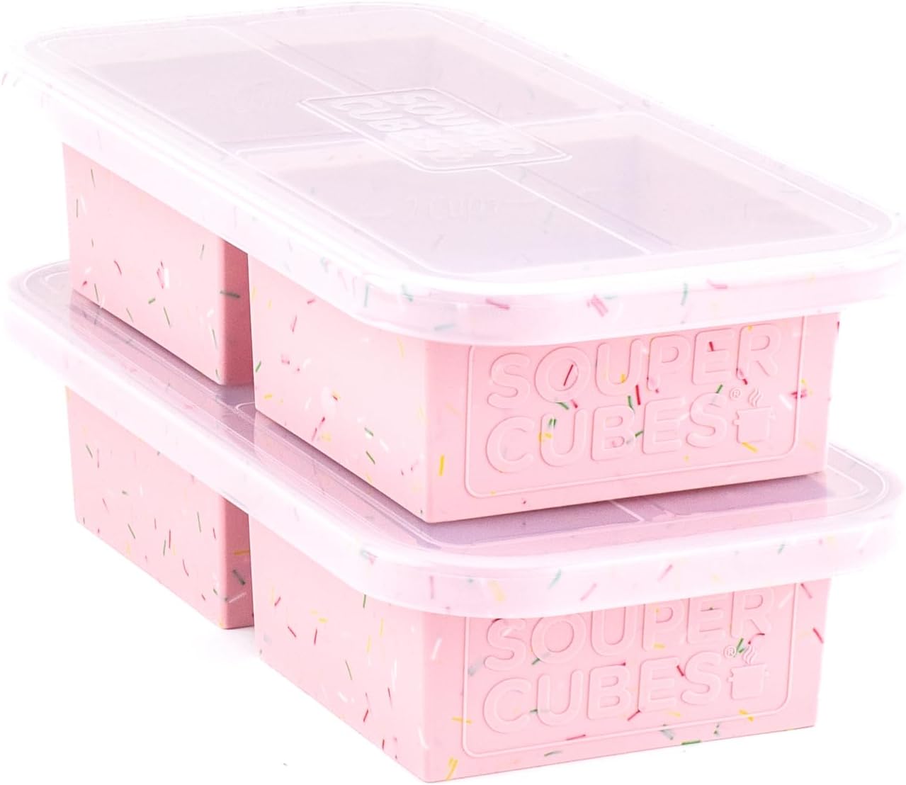 Souper Cubes 2 Cup Silicone Food Freezer Mold, Cotton Candy, 2-Pack | 100% Platinum-Cured Silicone Freezer Cubes, Oven and Microwave Safe, Perfect for Freezing Lasagna, Casseroles and More