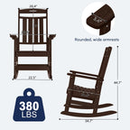 Plawdlik Oversized Outdoor Rocking Chair Set of 2- All-Weather Resistant,HDPE Heavy Duty Patio Rockers with High Back - Perfect for Porch,Garden,Coffee