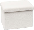 Small Ottoman with Storage, Sherpa Storage Ottoman Cube, Boucle Folding Foot Rest for Dorm, Living Room, Bedroom, White, 16.5"x12.6"x12.6"