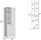Riner 67" Tall Slim Pantry Organizer with 8 Shelves, 2 Doors & Modern Style - White