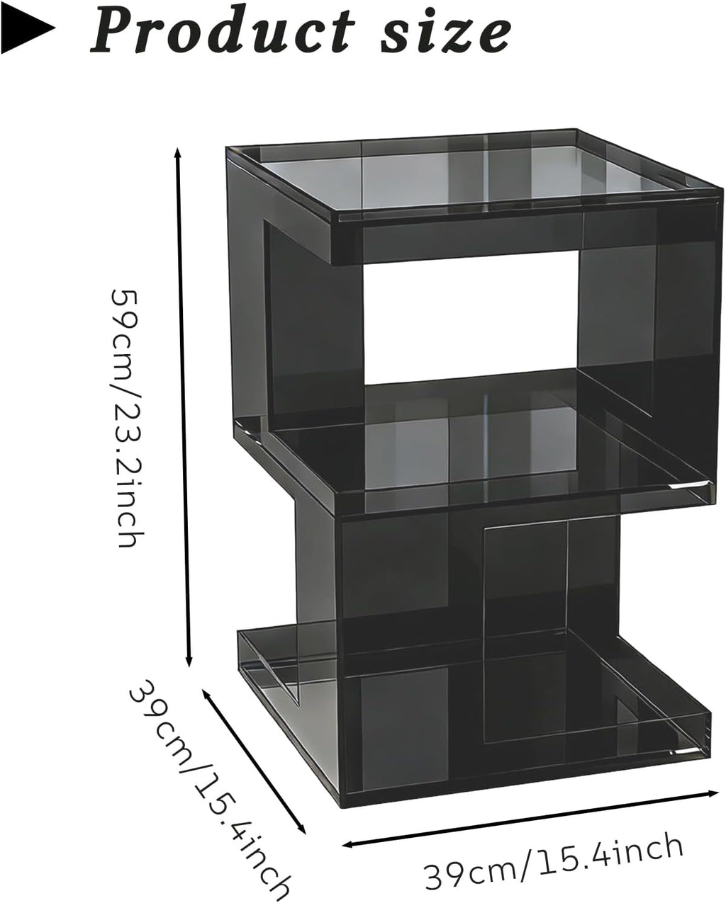 Acrylic End Table with 3 Tiers Storage, Modern Transparent Side Table and Multifunctional Accent Table, Small Nightstand or End Tables for Living Room, Bedroom, Office Decor, Fluorescent Green