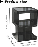 Acrylic End Table with 3 Tiers Storage, Modern Transparent Side Table and Multifunctional Accent Table, Small Nightstand or End Tables for Living Room, Bedroom, Office Decor, Fluorescent Green