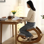 Ergonomic Chair with Wooden Frame, Kneeling Office Chair, Knee Seat with Cushion, Posture Chair Suitable for Living Room, Study and Office