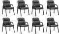 CLATINA Leather Guest Chair with Padded Arm Rest for Reception Meeting Conference and Waiting Room Side Office Home Black 8 Pack