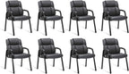 CLATINA Leather Guest Chair with Padded Arm Rest for Reception Meeting Conference and Waiting Room Side Office Home Black 8 Pack
