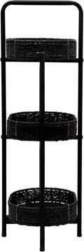 Handwoven Small Side Table, 3-Tier Oval Storage Organizer, Portable Storage Rack for Bedroom, Living Room, Plant Stand, Multi-Purpose Organizer Shelf (Blake)