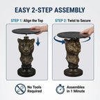 Leopard Head Accent Table with Faux Marble Top & Lifelike Texture, Animal Statue End Table with Easy Assembly for Living Room Hallway Decor