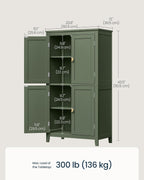 SONGMICS HOME Freestanding Storage Cabinet, Floor Cabinet with Elevated Legs, Metal Handles, for Living Room, Kitchen, Bathroom, Green