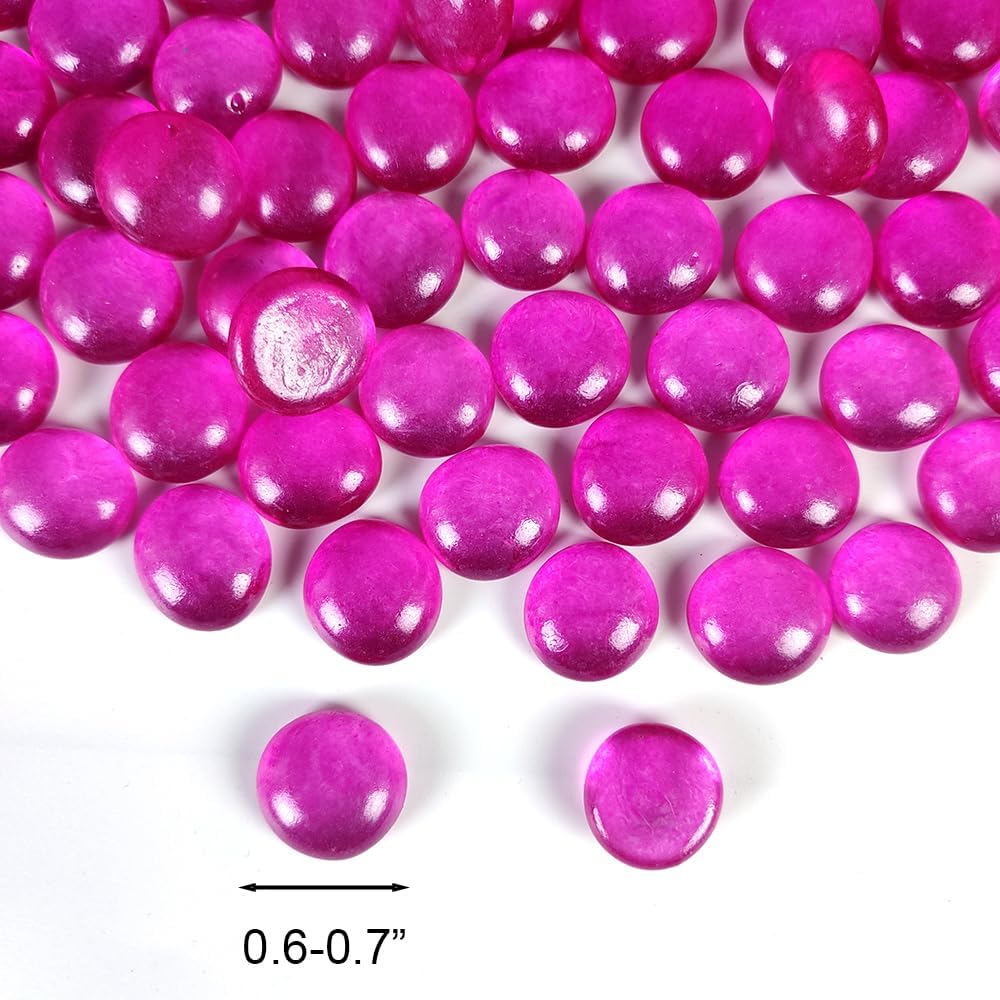 Fuchsia Glass Gems Flat Marbles Beads for Home Vase Fillers,Wedding Centerpieces,Party Table Scatters,Candle Holders,Floral Stones,15 OZ