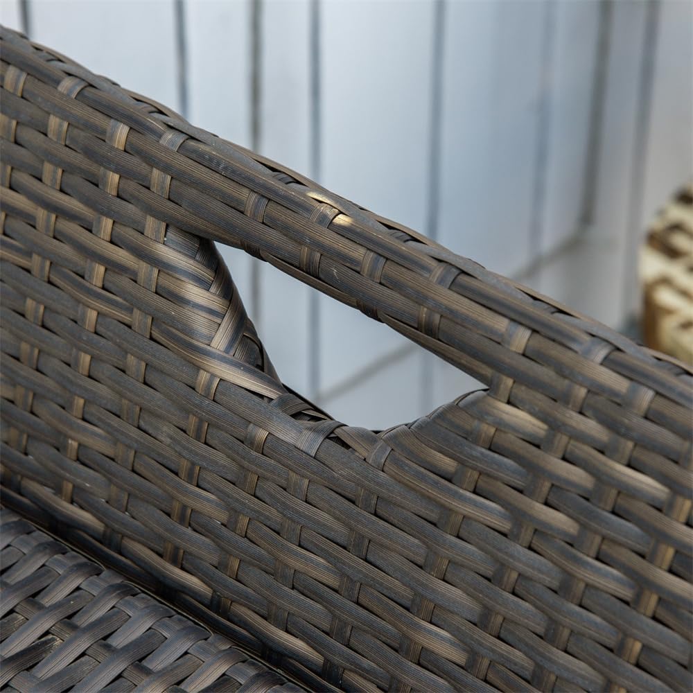 Outdoor Storage Bench with Cushioned Seat – Weather-Resistant Woven Rattan Box for Patio, Deck, Poolside and Garden Use