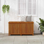 Solid Acacia Wood Patio Storage Box 59.1x31.5x29.5 Inches, Outdoor Garden Storage Box with Waterproof Zippered Bag and Gas-Lift Lid, Bench and Side Table
