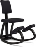 Varier Variable Plus Ergonomic Kneeling Chair with Backrest Black/Black| Active Sitting Posture Support Home Office Desk Chair | 10 Year Guarantee