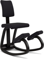 Varier Variable Plus Ergonomic Kneeling Chair with Backrest Black/Black| Active Sitting Posture Support Home Office Desk Chair | 10 Year Guarantee