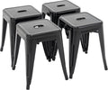 Brage Living 18 Inch Industrial Metal Stools Set of 4, Stackable Classroom Stools, Backless Metal Dining Chairs for Indoor Outdoor, Kitchen Short (Black)