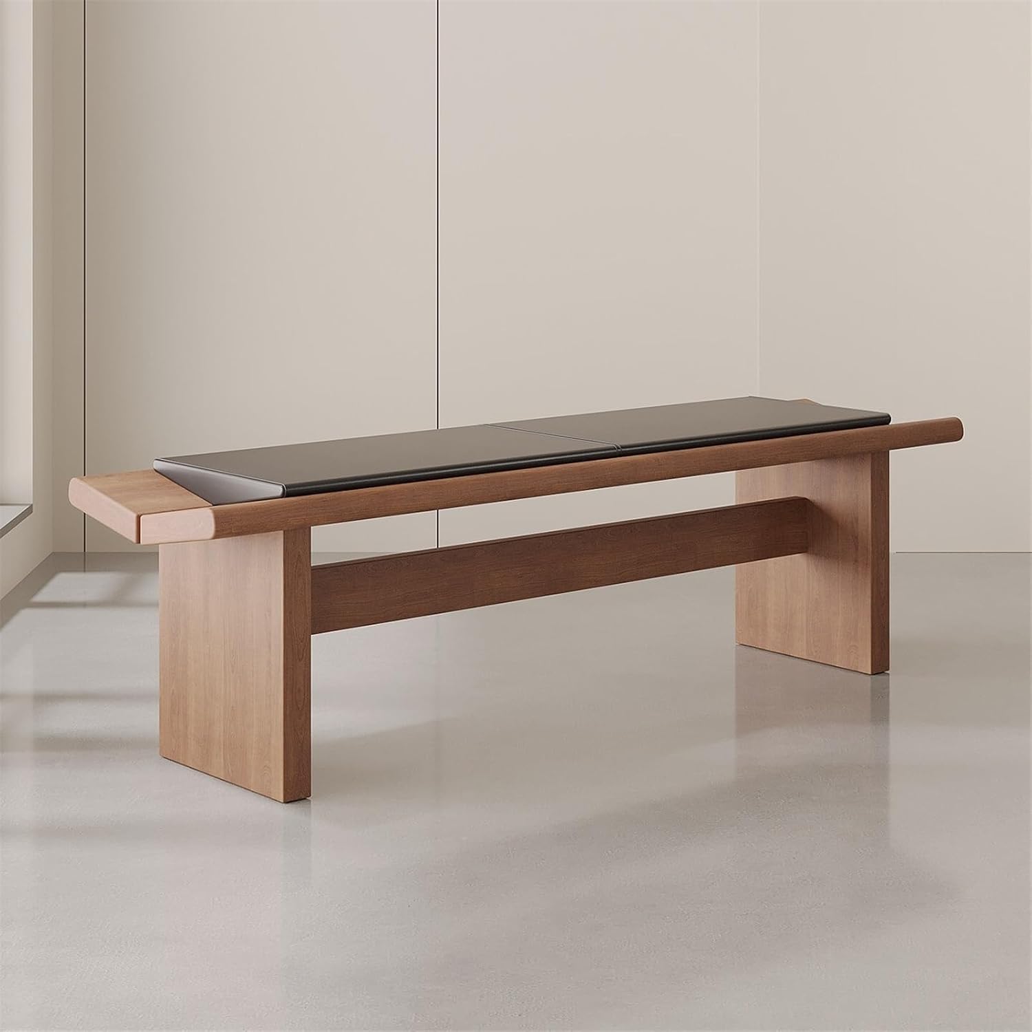 Modern Wooden Long Shoe-Changing Bench for Bedroom Dressing Room Leather Bed end Upholstered Entryway(Medium)
