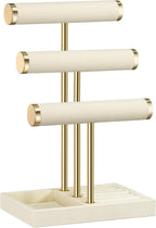 3 Tier Bracelet Holder Display - Detachable T Bar Beige Velvet Bracelet Holder, Jewelry Holder Organizer for Bracelet, Necklace, Watches, Rings