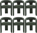 KIVENJAJA Barrel Dining Room Chairs Set of 6, Green Modern Boucle Kitchen Chairs with Round Back & Arm, Comfy Sherpa Upholstered Accent Armchair for Living Room Recption Office Vanity
