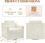 360° Swivel Accent Chair Set of 2, Large Comfy Reading Chairs, Square Single-Seat Armchair Upholstered Sofa for Reading, Nursery, Living Room, Bedroom, Lounge, Hotel, Beige