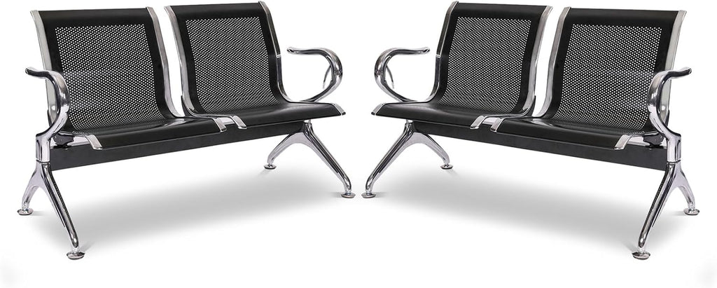 Kinsuite Reception Chairs Set of 2- Waiting Room Reception Chair 2-Seat Heavy Duty Chair Office Guest Chairs & Reception Chairs for Office Bank Hospital School, Black