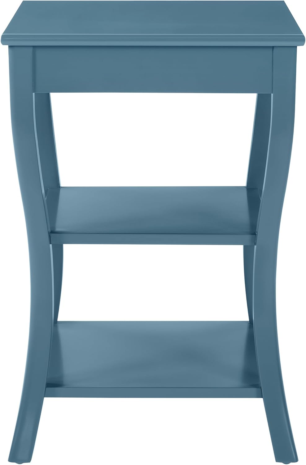OSP Home Furnishings Golden Side Table with Lower Shelves, Solid Wood Construction, Square with Curved Legs, Blue Finish