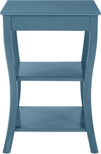 OSP Home Furnishings Golden Side Table with Lower Shelves, Solid Wood Construction, Square with Curved Legs, Blue Finish