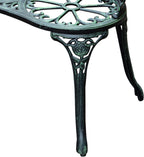 Cast Aluminum Vintage Antique Green Floral Rose Pattern Design Weather Resistant Strong Built Durable Outdoor Loveseat Luxury Finish