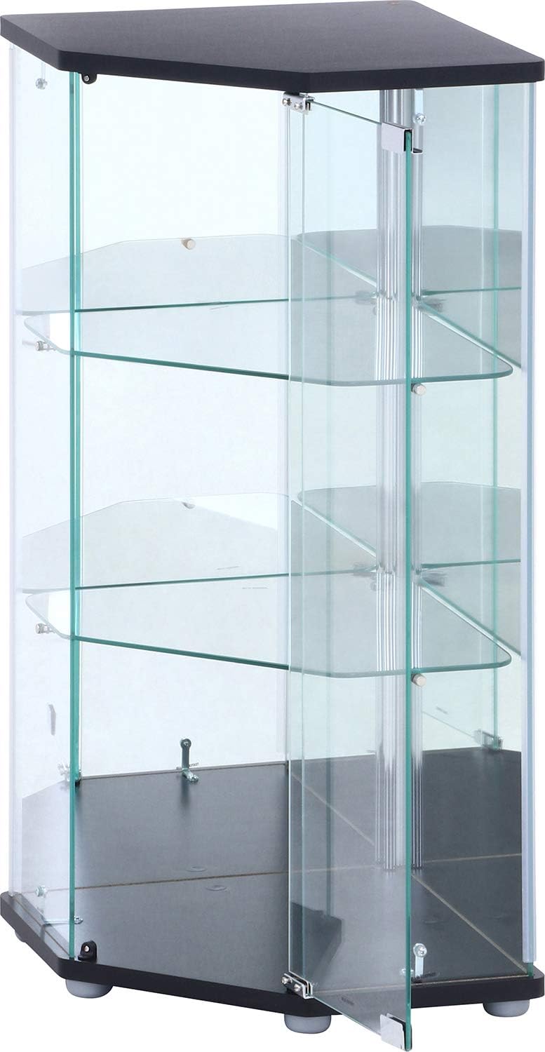 Fuji Boeki 99481 Collection Case, Figure Case, 3 Tiers, Width 21.7 x Depth 17.1 x Height 33.9 inches (55 x 43.5 x 86 cm), Black, Corner Type, Rear Mirror, Assembly Required