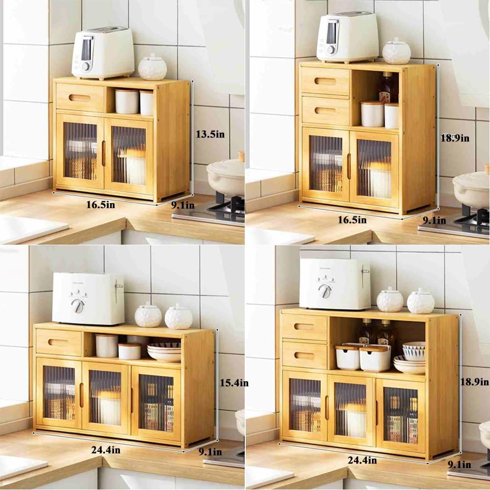 Countertop Cabinet, Small Countertop Pantry, Countertop Storage Cabinet with Drawers for Kitchen Dinning Room (Light Brown-Single drawer-24.4in)