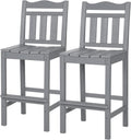 nalone Outdoor Bar Stools Set of 2, HDPE Tall Adirondack Chairs Bar Chairs, Weather Resistance Bar Height Chair for Balcony, Garden, Yard, Backyard (Grey, Bar Chairs Set of 2)