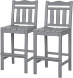 nalone Outdoor Bar Stools Set of 2, HDPE Tall Adirondack Chairs Bar Chairs, Weather Resistance Bar Height Chair for Balcony, Garden, Yard, Backyard (Grey, Bar Chairs Set of 2)