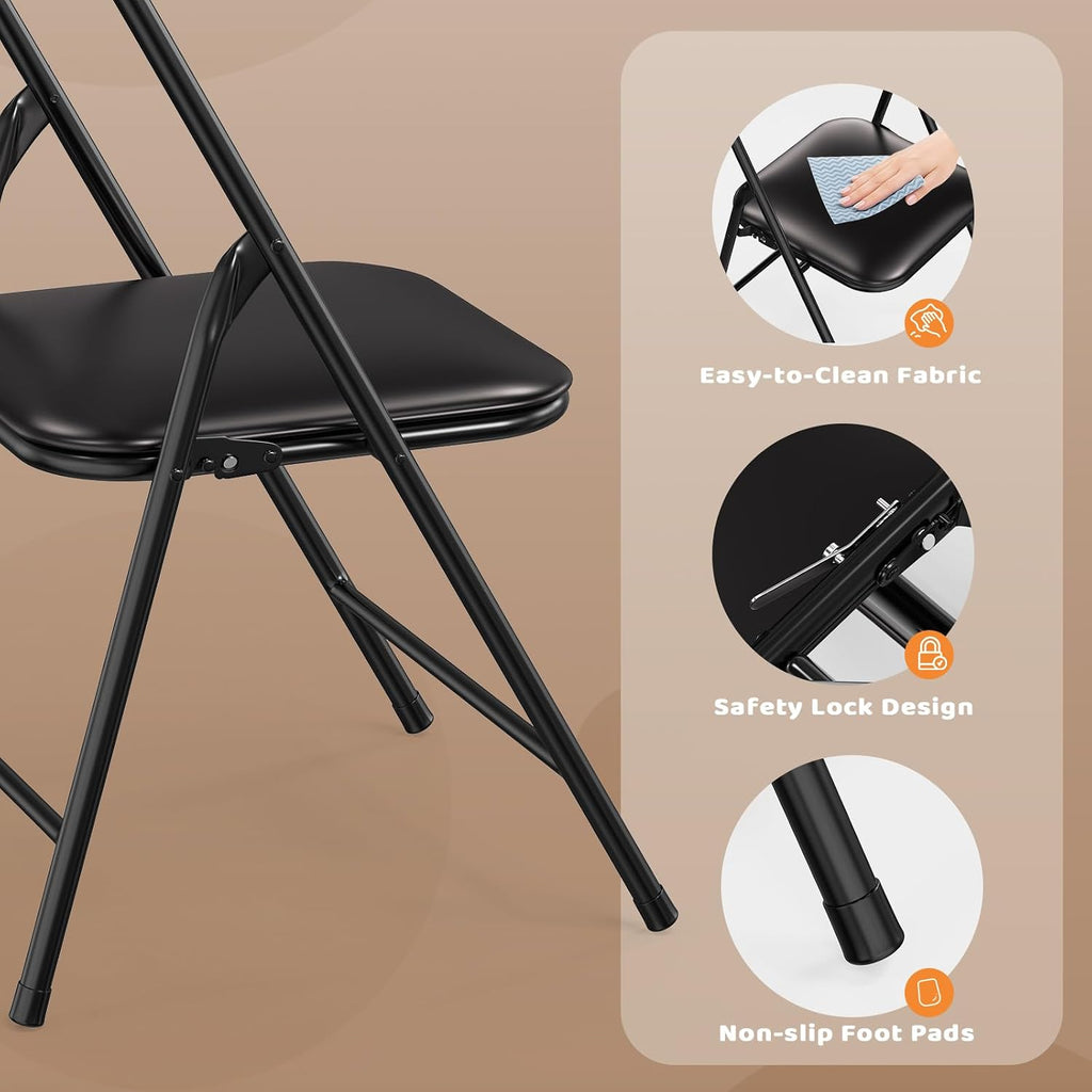 JOYMOR Kids Folding Table and Chairs Set, 5-Piece Metal Frame Activity Set with Easy-Fold Design for Playroom & Classroom (Black)