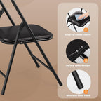 JOYMOR Kids Folding Table and Chairs Set, 5-Piece Metal Frame Activity Set with Easy-Fold Design for Playroom & Classroom (Black)