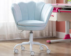 CIMOTA Cute Kids Desk Chair,Velvet Bedroom Chair Adjustable Child Computer Chair Swivel Shell Vanity Chairs for Girls Bedroom/Study Room, Light Blue