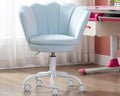 CIMOTA Cute Kids Desk Chair,Velvet Bedroom Chair Adjustable Child Computer Chair Swivel Shell Vanity Chairs for Girls Bedroom/Study Room, Light Blue