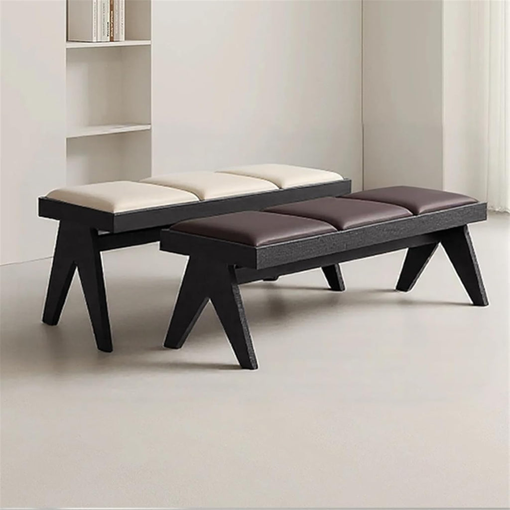 Modern Retro Wooden Upholstered Dining Table Cloakroom Shoe-Changing Stool Bedroom Bed-end Entryway(Medium)