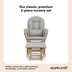 Storkcraft Premium Hoop Glider & Ottoman (Natural/Light Gray) — GREENGUARD Gold Certified Nursery Glider, Solid Wood Craftsmanship, Smooth-Gliding Nursery Chair and Ottoman, Award-Winning