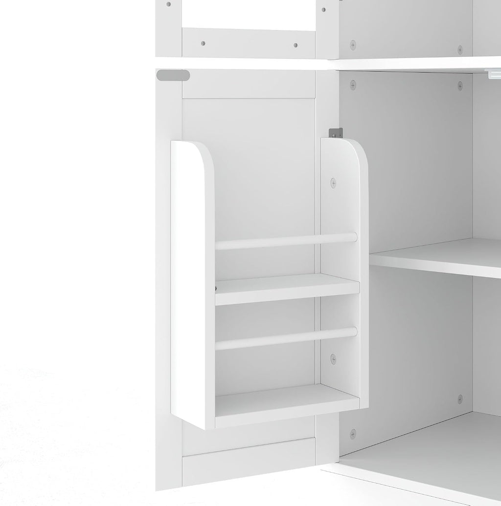 75in Tall Kitchen Pantry Cabinets with Drawers, Large Pantry Storage Cabinet with Adjustable Shelves & Doors, Freestanding Pantry Cabinet Cupboard for Dining Room Living Room (White, 75in)