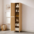 Crosley Furniture Savannah Linen Storage Cabinet, Laundry Room, Bathroom Organizer with Shelves, Natural