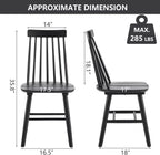 Black Dining Chairs Set of 6, 100% Solid Wood Farmhouse Kitchen Chairs, Armless Cottage Dinner Chair with Spindle Back, Windsor Dining Room Chairs for Kitchen (2 Boxes)