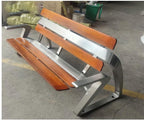 Patio Benches for Outdoors Park ChairOutdoor BenchStainless Steel Backrest SeatSolid Wood Leisure ChairCommunityOutdoor GardenSitting BenchSquare Chair Garden Benches for Outdoors