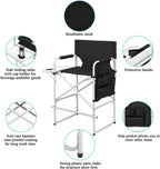 Tall Directors Chair, Portable Makeup Artist Chair with Side Table, Cup Holder, Storage Bag and Footrest, 41'' Seat Height Folding Camping Chairs for Tailgating Camp Lawn Picnic Fishing Beach