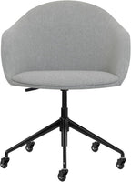 Laura Davidson Furniture Astoria II Office Chair - Commercial-Grade with Wheels, Swivel Chair for Offices and Conference Rooms, Made of Poly-Cotton Fabric, Grey