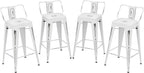 Andeworld Distressed Bar Stools Set of 4 Industrial Counter Stools Metal Barstools for Indoor-Outdoor (24 inch, White)