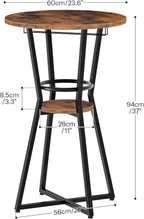 HOOBRO Round Bar Table, 2-Tier Counter Height Pub Table with Wine Glass Holder, Industrial Cocktail Table, for Small Space, Tavern, Living Room, Dining Room, Patio, Rustic Brown and Black BF62BT01G1