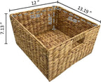 eHemco Hampton Meadows 3 Tier X-Side End Storage Cabinet with 6 Wicker Baskets, Cherry