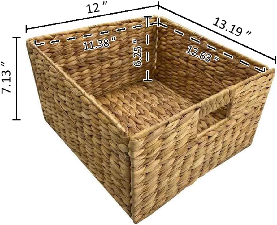eHemco Hampton Meadows 3 Tier X-Side End Storage Cabinet with 6 Wicker Baskets, Cherry